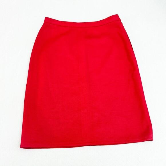 Sonia Rykiel 100% Wool Red Straight Pencil Skirt Back Bow France Size 6-8 - Picture 1 of 7